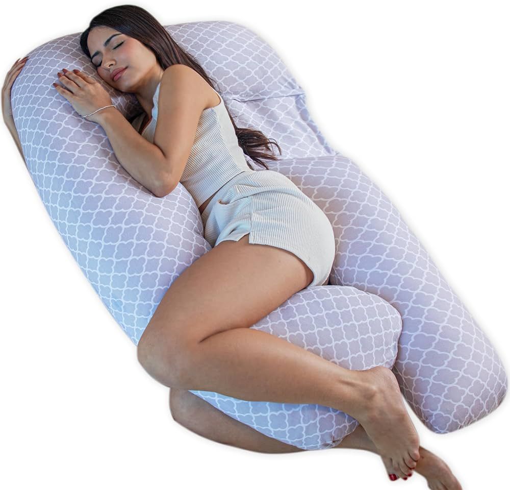 Pharmedoc Pregnancy Pillows, U-Shape Full Body Pillow -Removable Jersey Cotton Cover - Arabesque ... | Amazon (US)