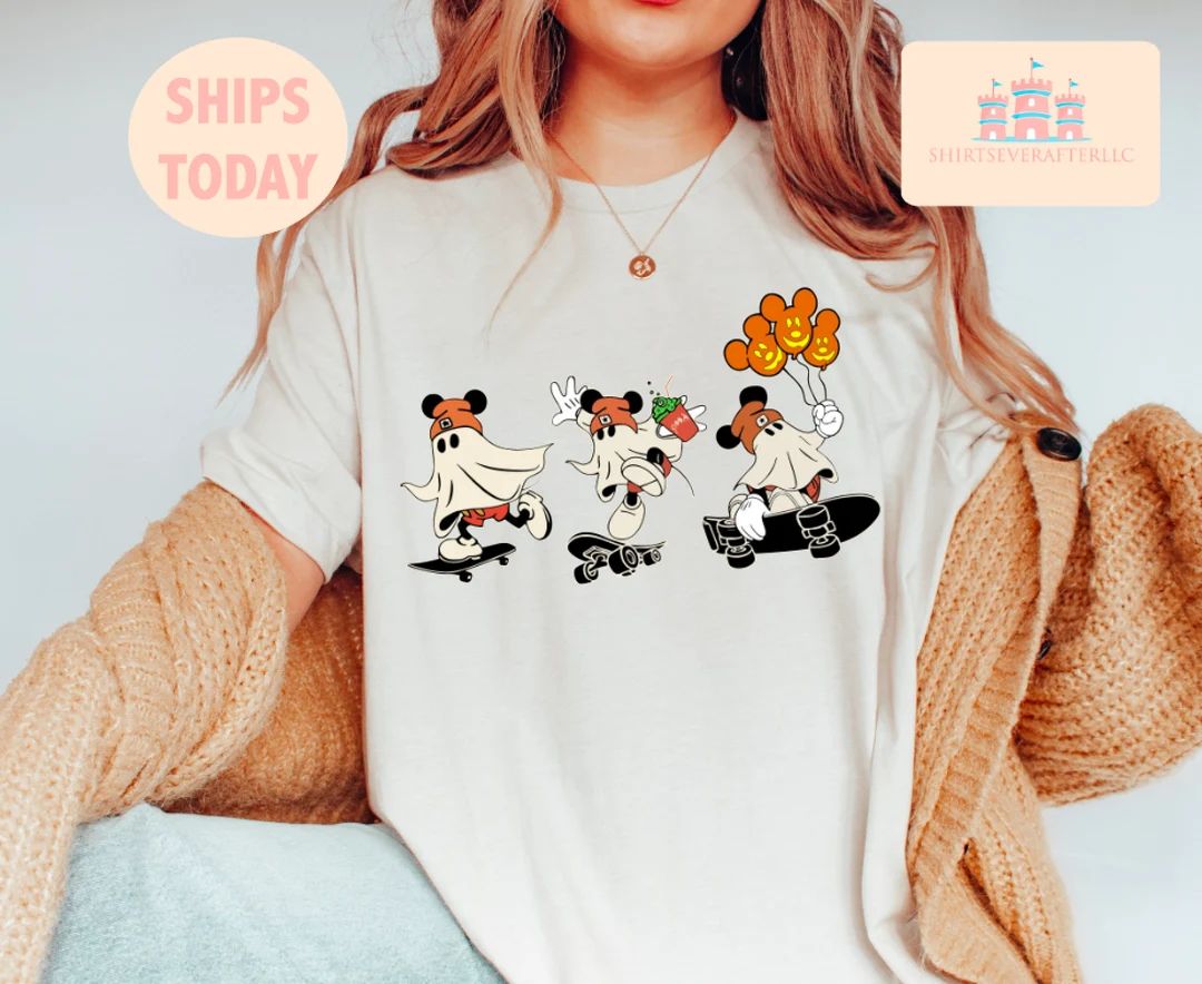 Mickey Ghost Spooky Season With Pumpkin Shirt Cute Mickey Boo - Etsy | Etsy (US)