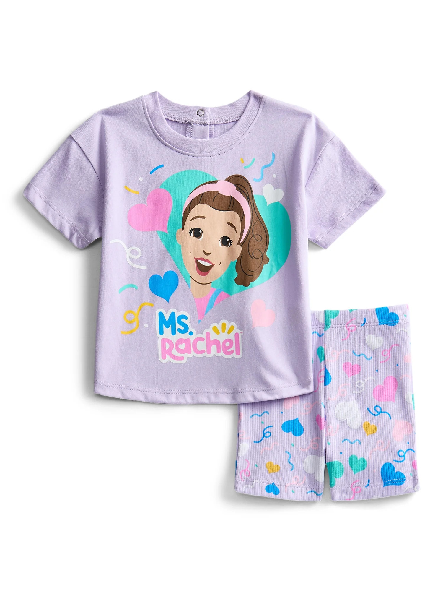 Ms. Rachel Baby Girls Graphic Tee and Bike Shorts Set, 2 Piece, Sizes 0/3M-24M | Walmart (US)