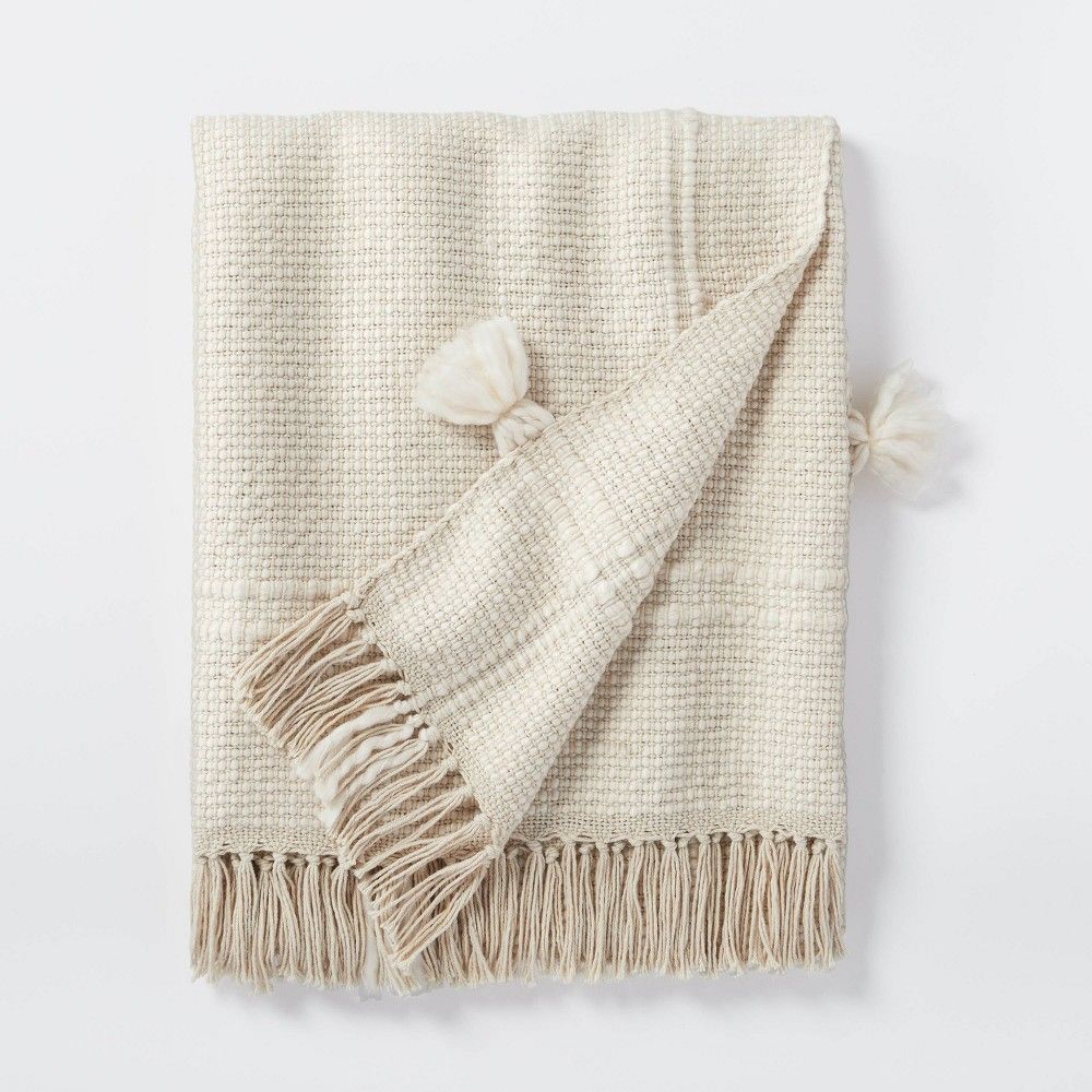Woven Cotton Acrylic Throw Blanket Cream - Threshold designed with Studio McGee | Target