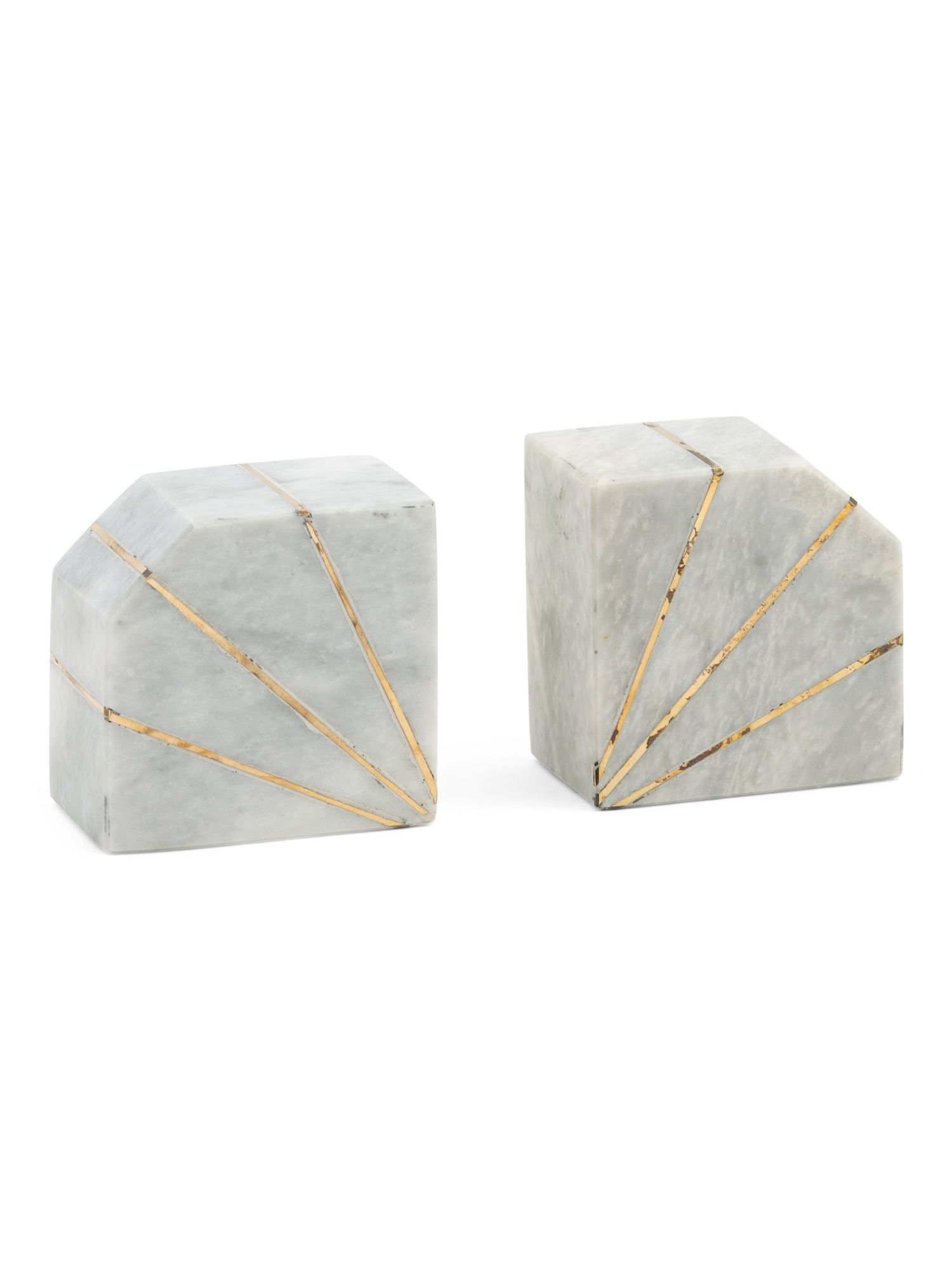 Set Of 2 Marble Bookends With Inlay | TJ Maxx