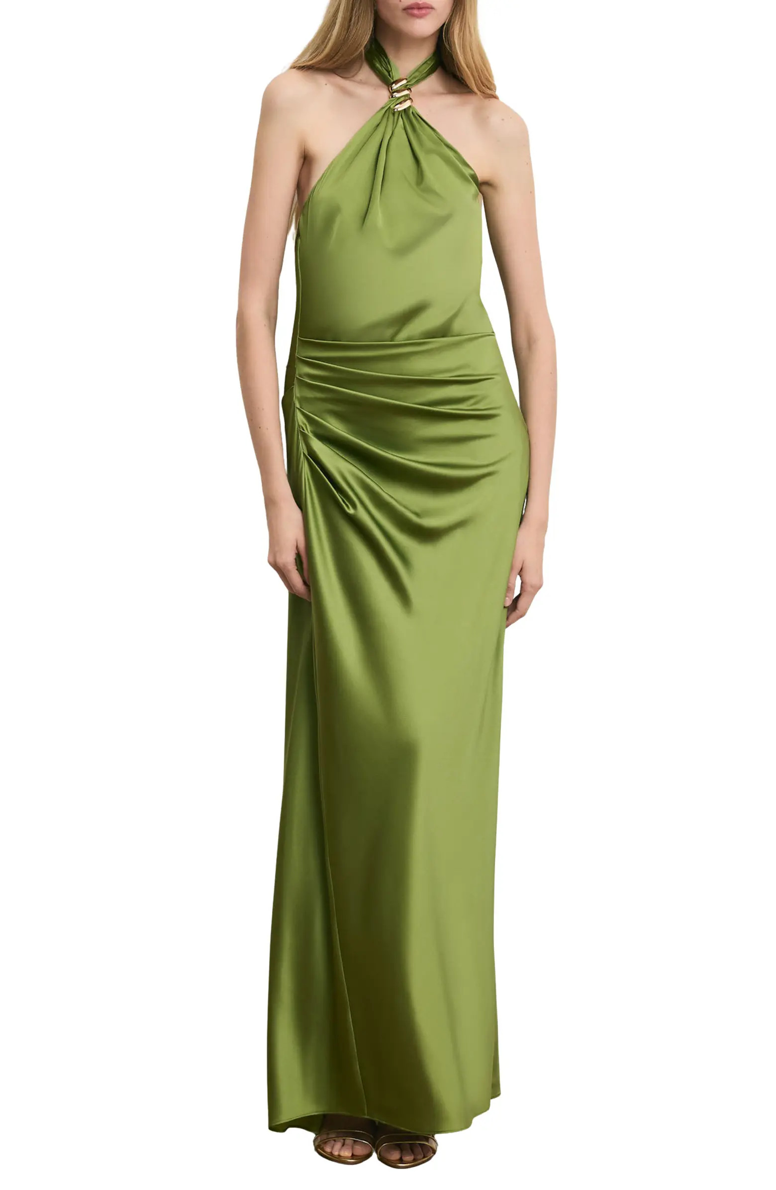 Izaren Halter Neck Silk Blend Dress | Nordstrom