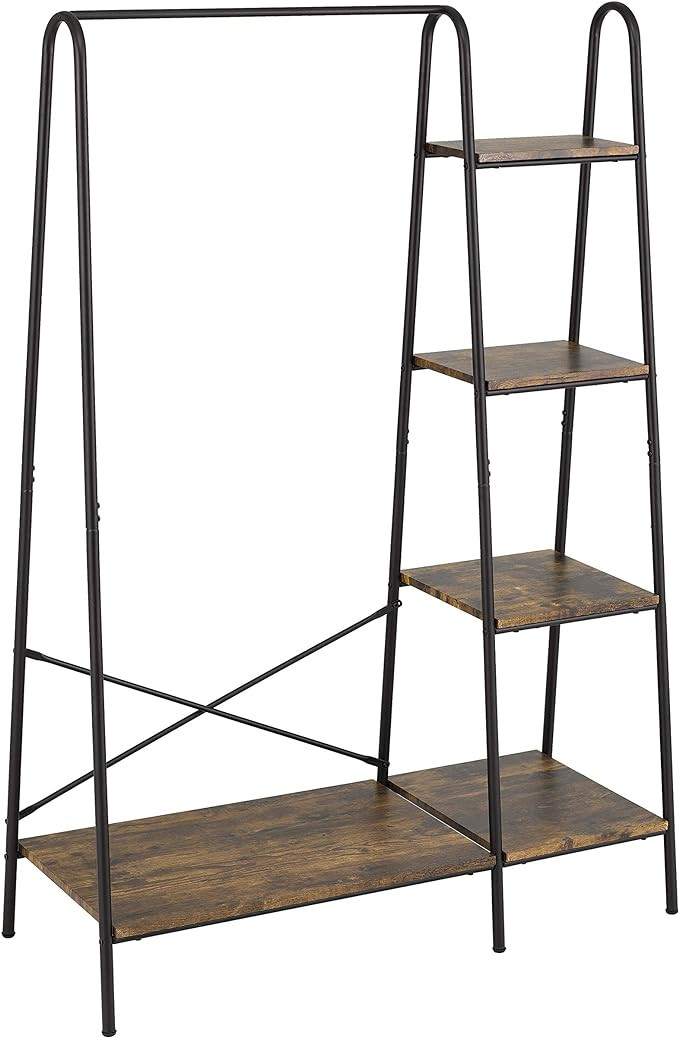 Finnhomy Rustic Clothes Rack, Clothing Rack for Hanging Clothes Heavy Duty Garment Rack with 5 Wo... | Amazon (US)