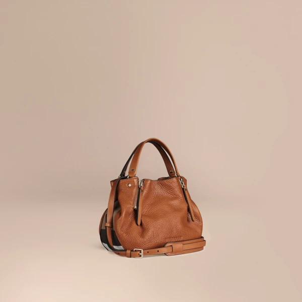 Small Check Detail Leather Tote Bag | Burberry (US)