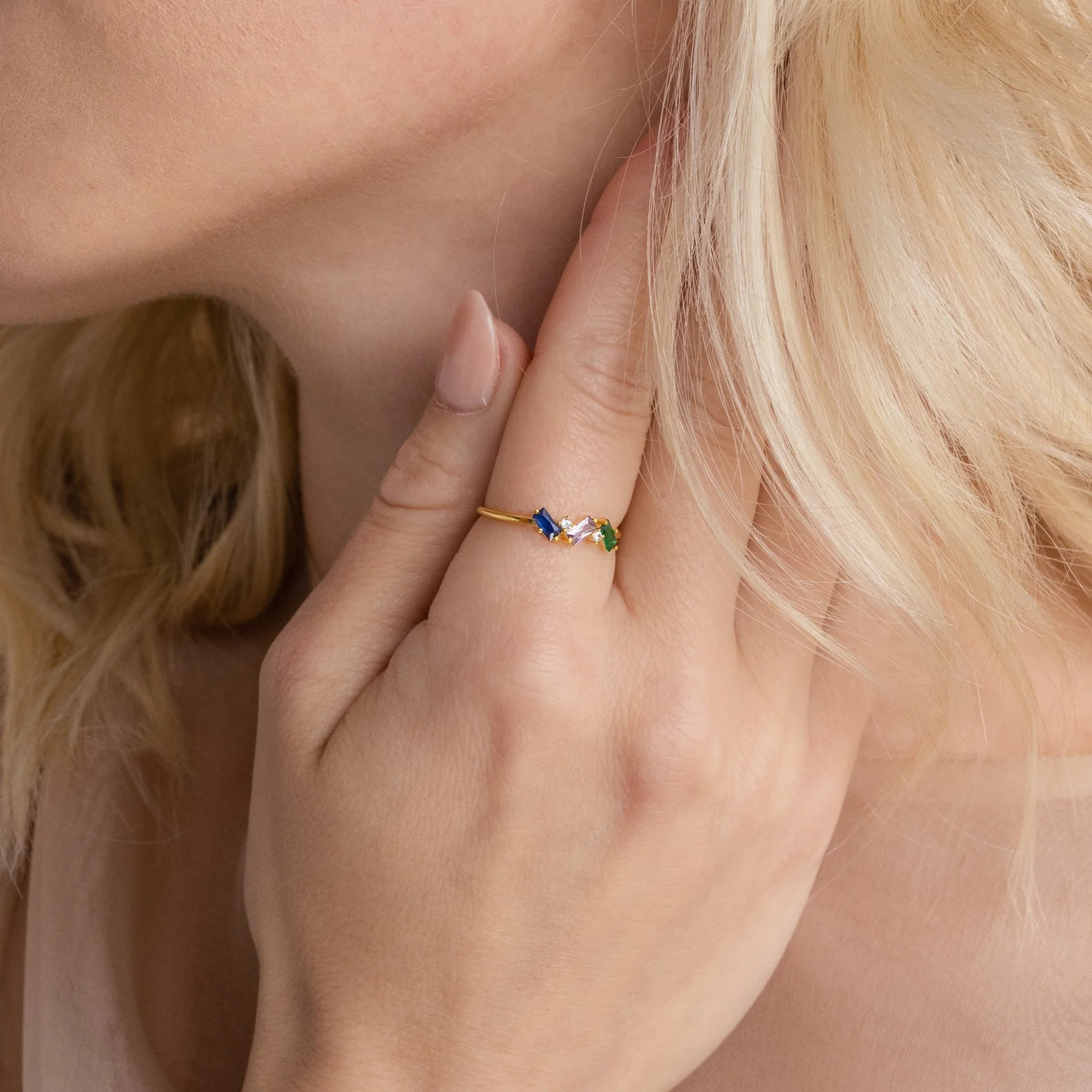 Cluster Baguette Birthstone Ring | Caitlyn Minimalist
