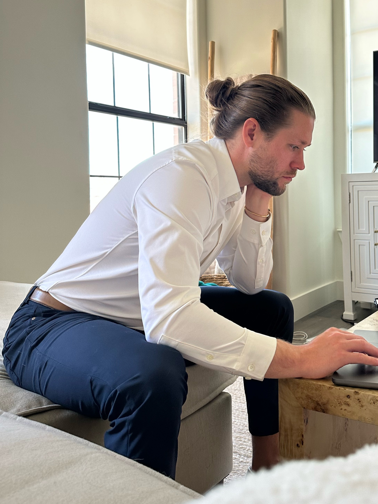 Men’s fashion 
Men’s workwear 
Lululemon ABC pants 