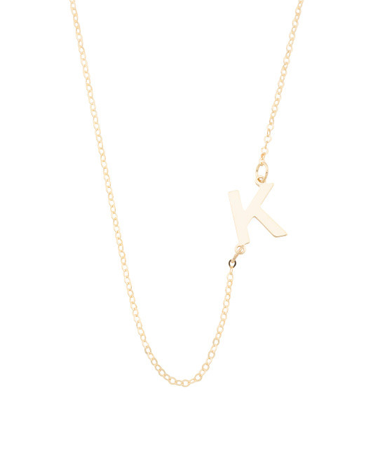 Made In Italy 14k Gold Delicate Side Initial Necklace | TJ Maxx
