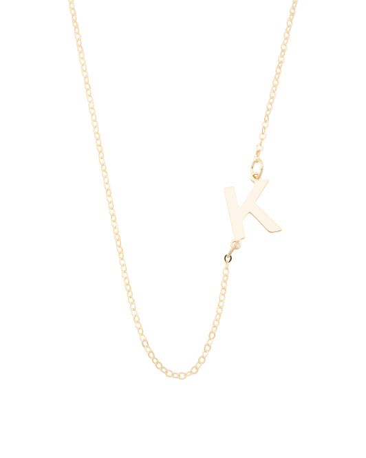 Made In Italy 14k Gold Delicate Side Initial Necklace | TJ Maxx