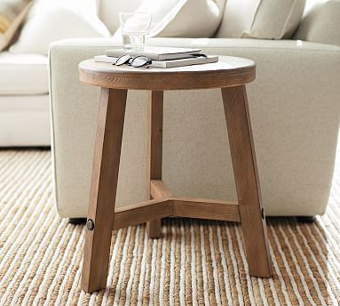 Rustic Farmhouse Round Side Table | Pottery Barn (US)