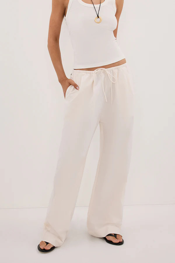 RHEA CREAM COTTON DRAWSTRING PANT | DISSH