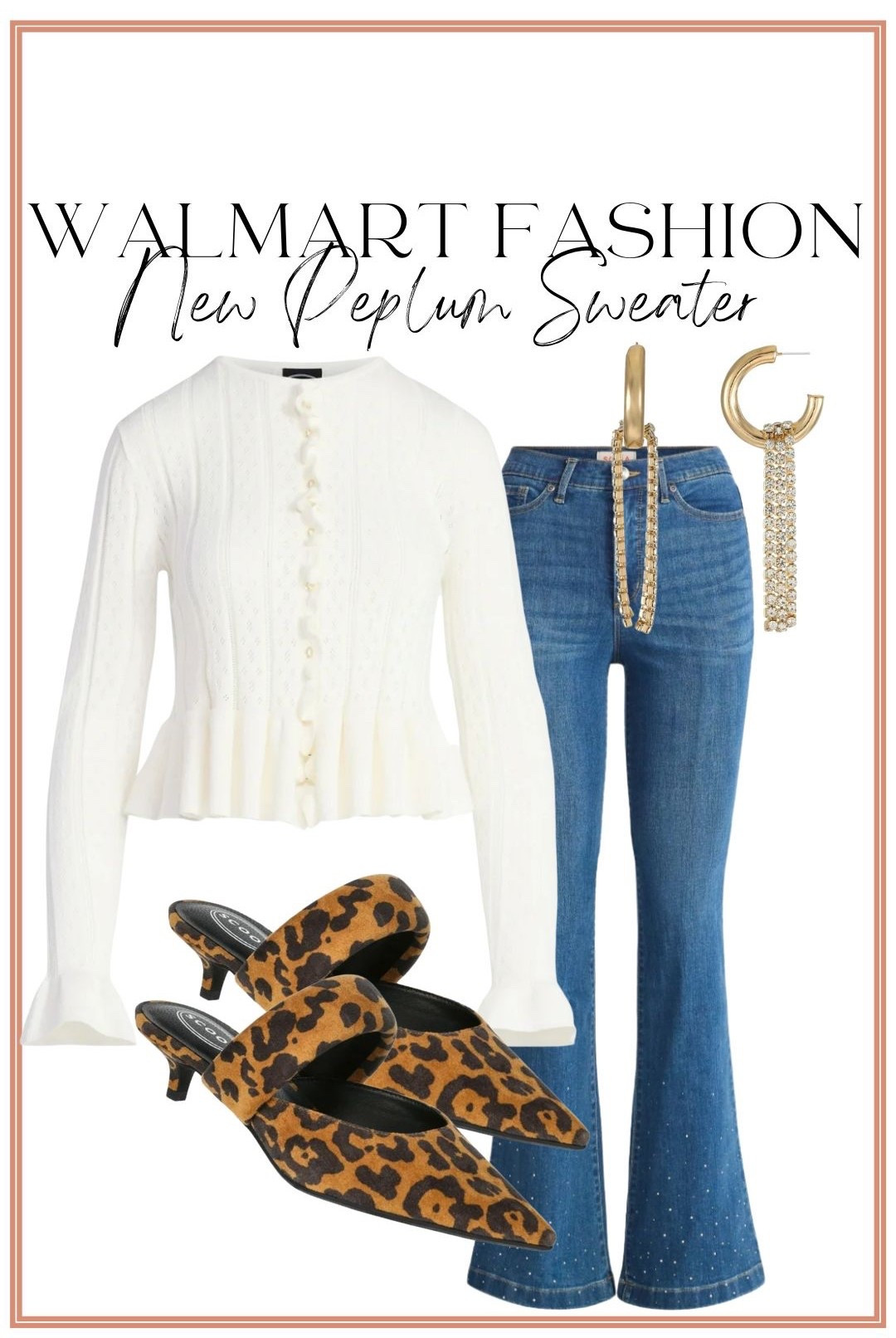 This darling new Walmart peplum sweater is such a standout 🤍 Feminine, flattering, and seriously looks boutique-level. I love the delicate knit detail, button front, and peplum hem that gives the prettiest shape without feeling bulky. It’s one of those easy elevated tops that instantly makes jeans look styled.

Paired here with classic denim and statement heels for a chic everyday-to-dressy look, but this sweater would also be perfect for work, brunch, date night, or family photos. It comes in three beautiful color options and fits true to size — an absolute must-have if you love polished, feminine pieces.

✨ Walmart fashion finds
✨ Walmart peplum sweater
✨ Affordable boutique-style tops
✨ Everyday outfits with jeans
✨ Elevated Walmart style

Such a good Walmart new arrival and I don’t see it staying in stock long 🤍 Linked in LTK!
#WalmartFashion #WalmartStyle #WalmartFinds #AffordableFashion #PeplumSweater #WalmartOutfits #BudgetStyle #EverydayStyle #WalmartNewArrivals #FeminineFashion