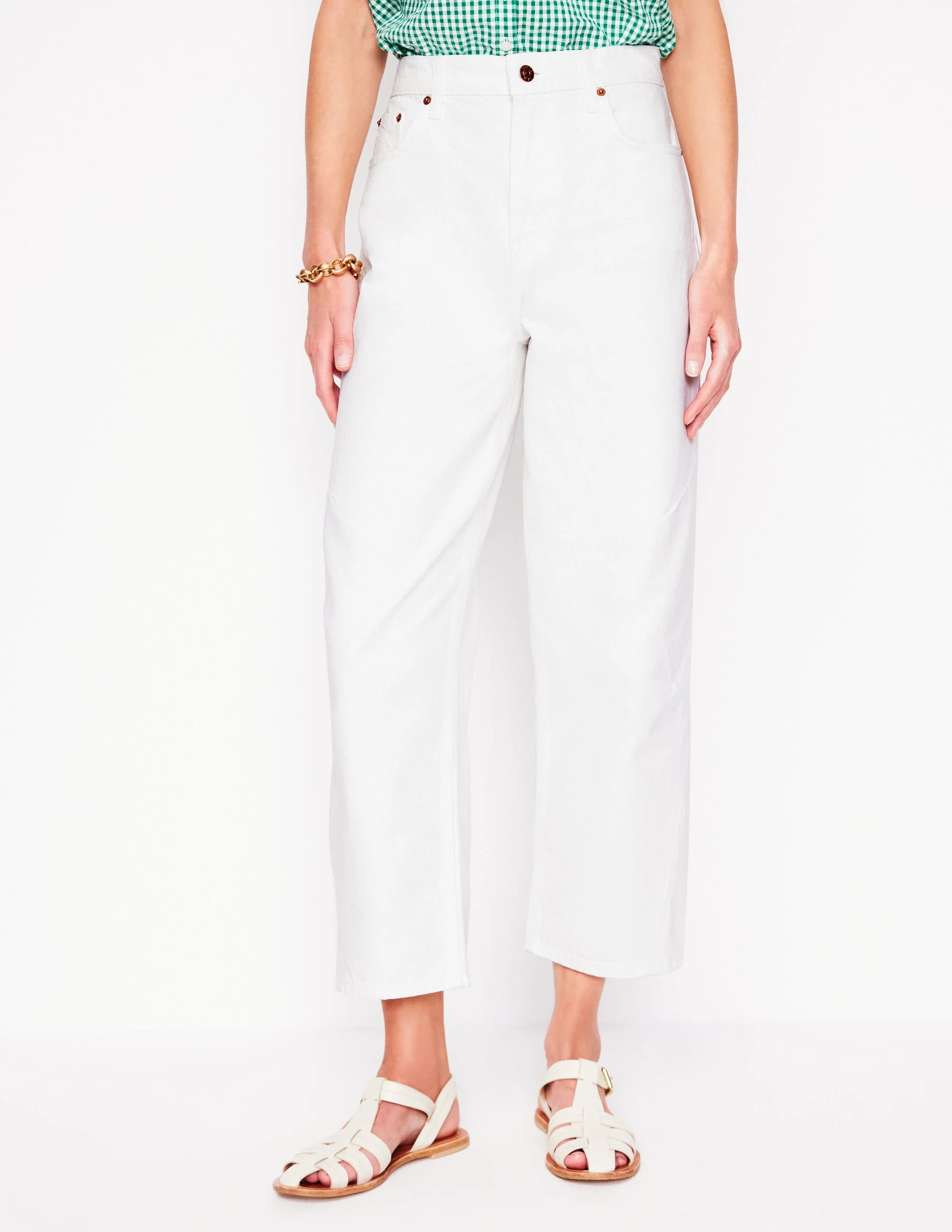 Barrel Leg Jeans-White | Boden UK