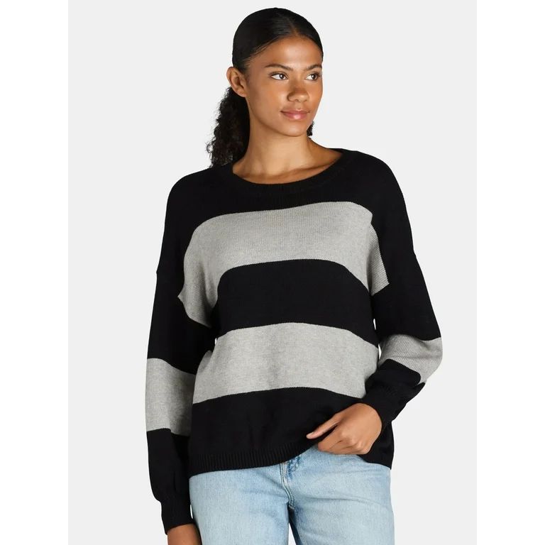 Dreamers By Debut Women's Striped Sweater with Blouson Sleeves, Midweight, Sizes XS-XL - Walmart.... | Walmart (US)