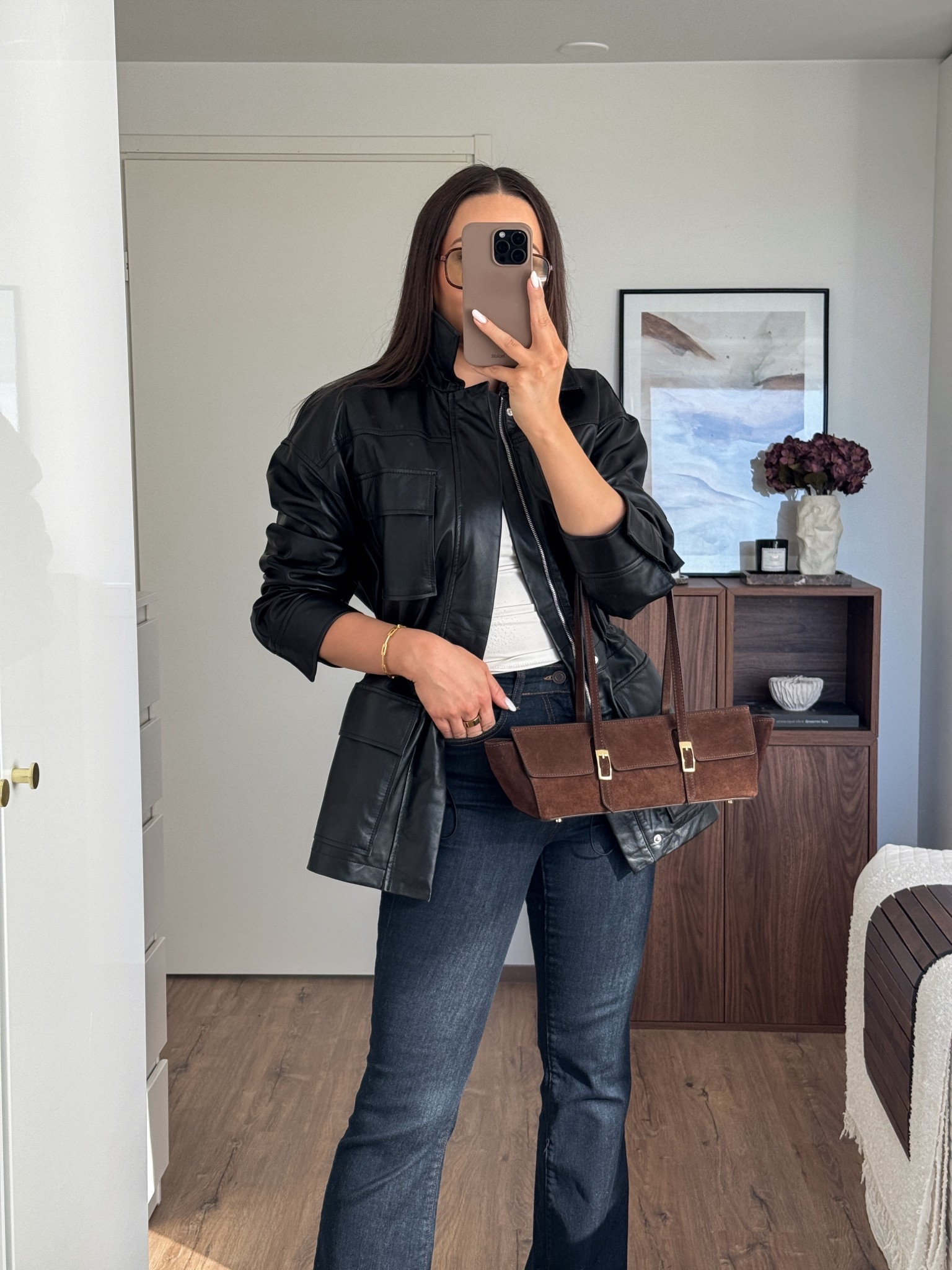 Leather, denim & suede 🖤 The leather jacket runs large so I’d recommend to size down for a more fitted look. I’m wearing a size XS.

#LTKbag #LTKstyletip #LTKspring
