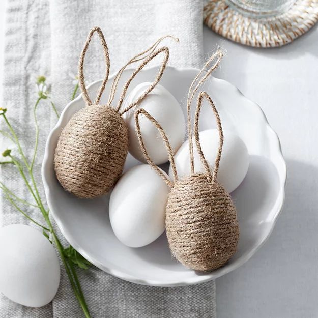 Jute Bunny Egg Decorations - Set Of 2 | Home Decor | The White Company | The White Company (UK)