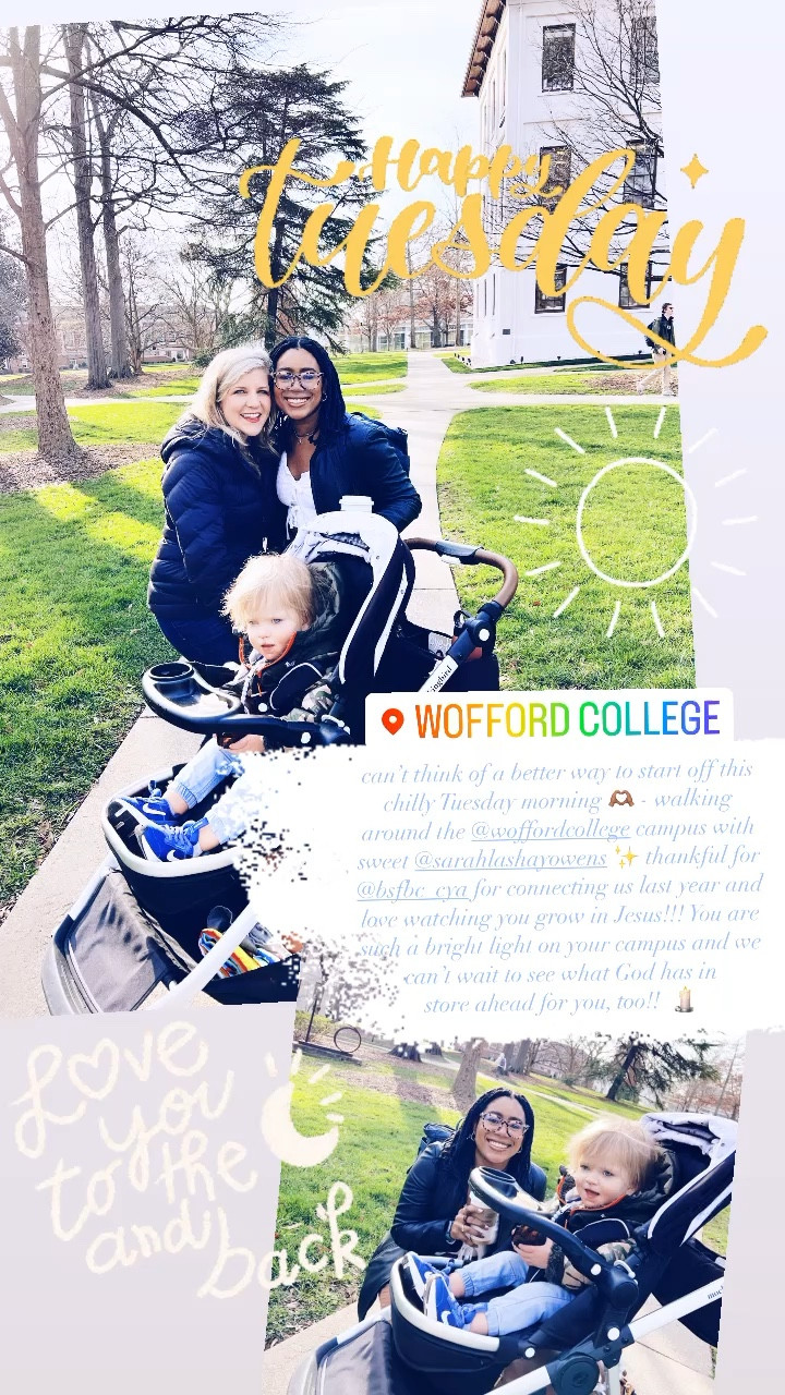 can’t think of a better way to start off this chilly Tuesday morning 🫶🏽 - walking around the @woffordcollege campus with sweet @sarahlashayowens ✨ thankful for @bsfbc_cya for connecting us last year and love watching you grow in Jesus!!! You are such a bright light on your campus and we can’t wait to see what God has in 
store ahead for you, too!!  🕯️ 

#LTKSeasonal #LTKfamily #LTKbaby