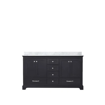 Double Bath Vanity 60 in. W x 22 in. D, Carrara Marble Top | Wayfair North America