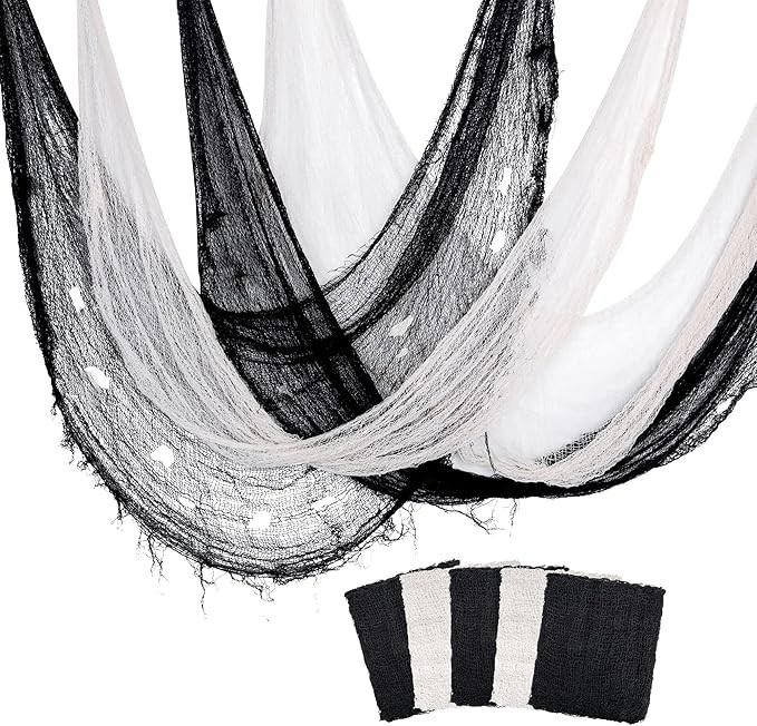 5 Pcs Halloween Creepy Cloth, 30 x 72 Inch Scary Spooky Fabric Cloth, Freaky Loose Weave Fabric C... | Amazon (US)