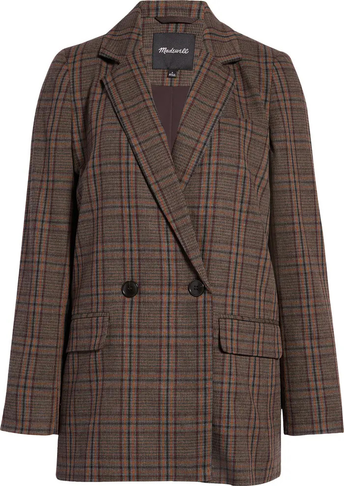 Madewell Caldwell Double Breasted Blazer in Hedden Plaid | Nordstrom | Nordstrom