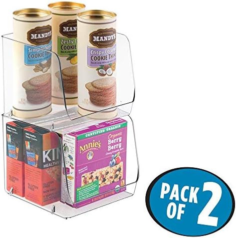 mDesign Large Household Stackable Plastic Food Storage Organizer Bin Basket with Wide Open Front for | Amazon (US)