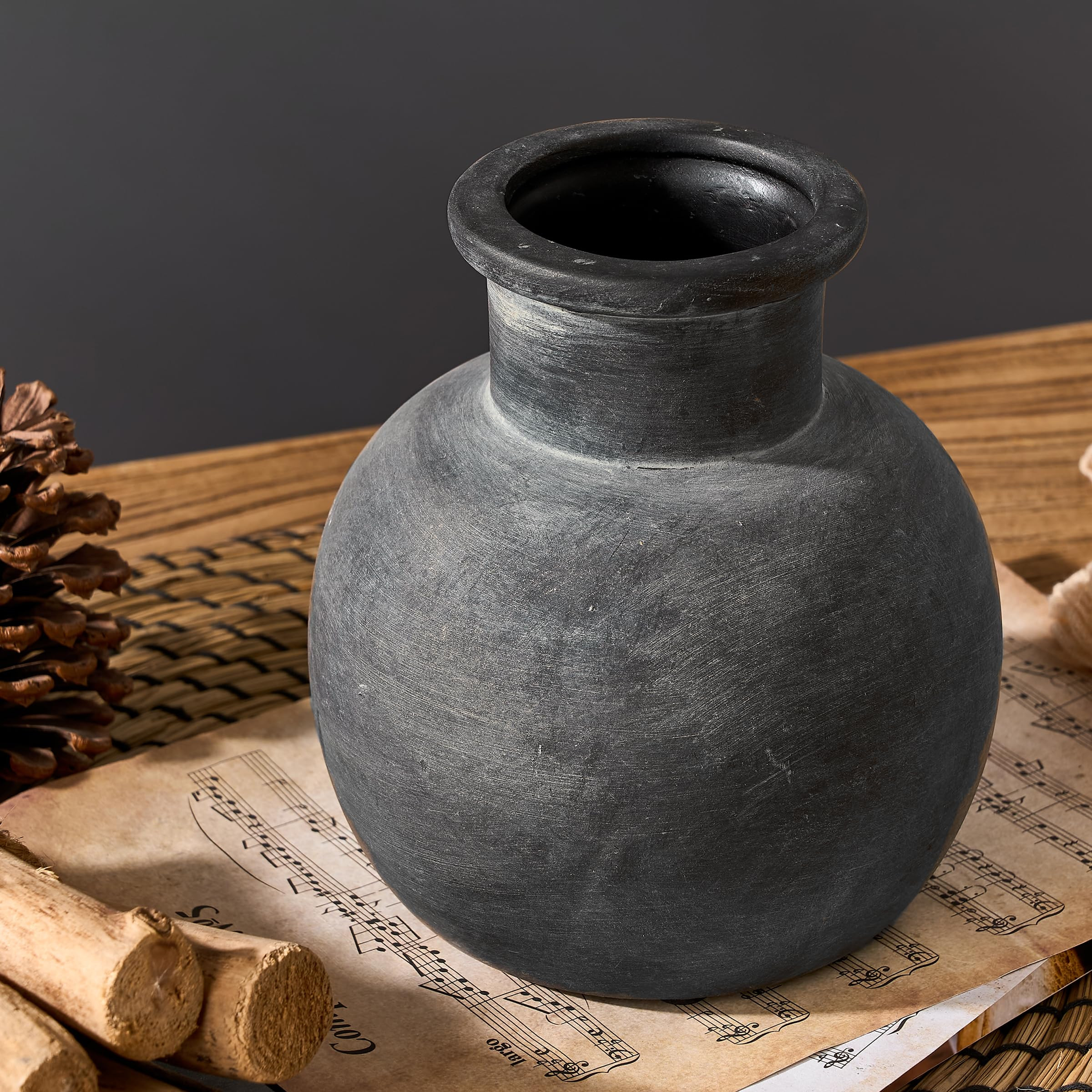 PORCER 6 Inch Antique Ceramic Vase, Terracotta Boho Decor, Farmhouse Decorative Rustic Vase for H... | Amazon (UK)