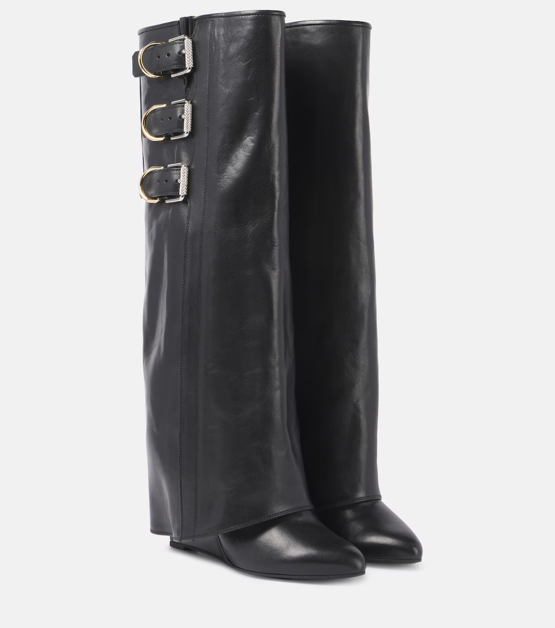 Shark Lock Buckles leather knee-high boots | Mytheresa (US/CA)