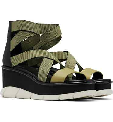 NUEVA Sandalia de Cuña Sorel Joanie III Deportiva con Correa para Mujer - Tono Oliva Negra | eBay US