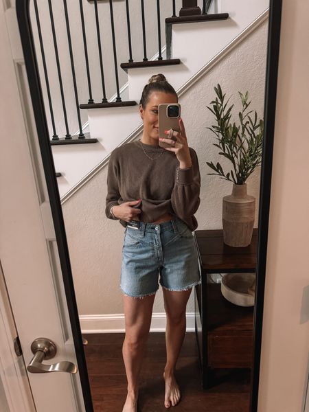Use code DENIMAF for 15% off on top of 25% off!!!! I wear size 26 curve love in Abercrombie denim! Am obsessed w these dad shorts - the PERFECT length!! 

Wearing small in my Amazon sweater! 

#LTKsalealert #LTKstyletip