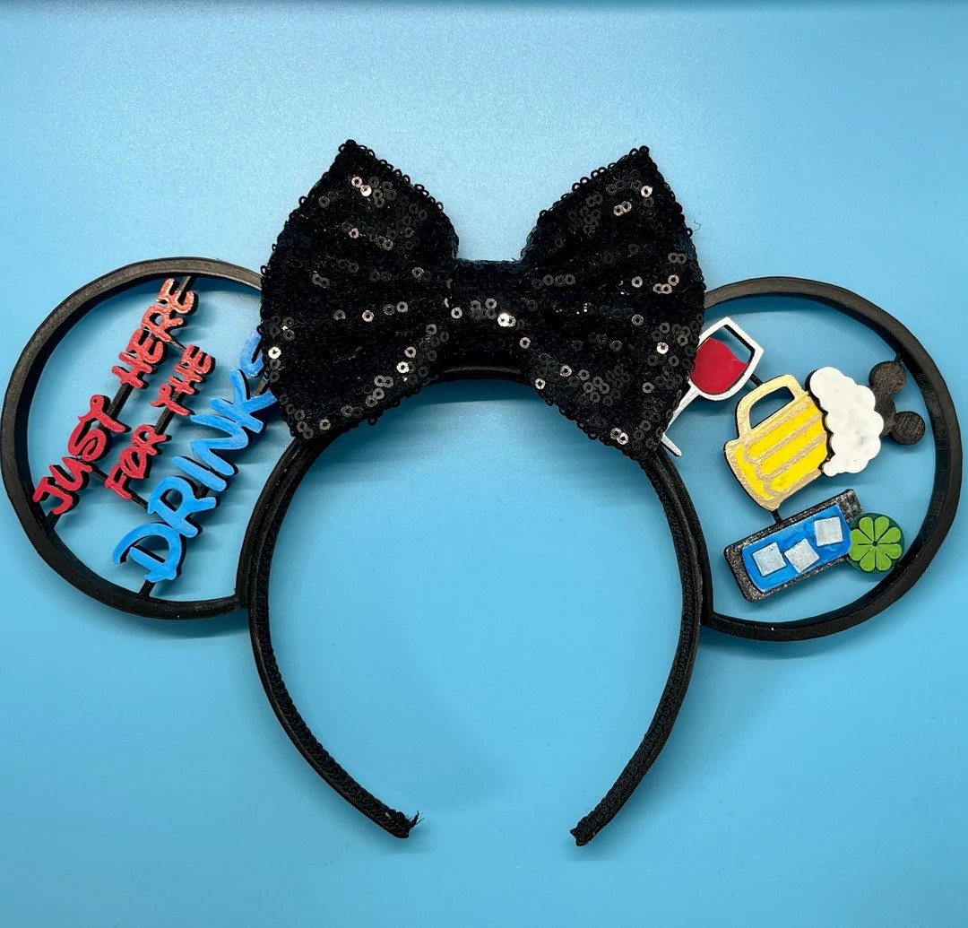 Just Here for the Drinks 3D Printed Ears Headband, Disney-inspired Ears - Etsy | Etsy (US)