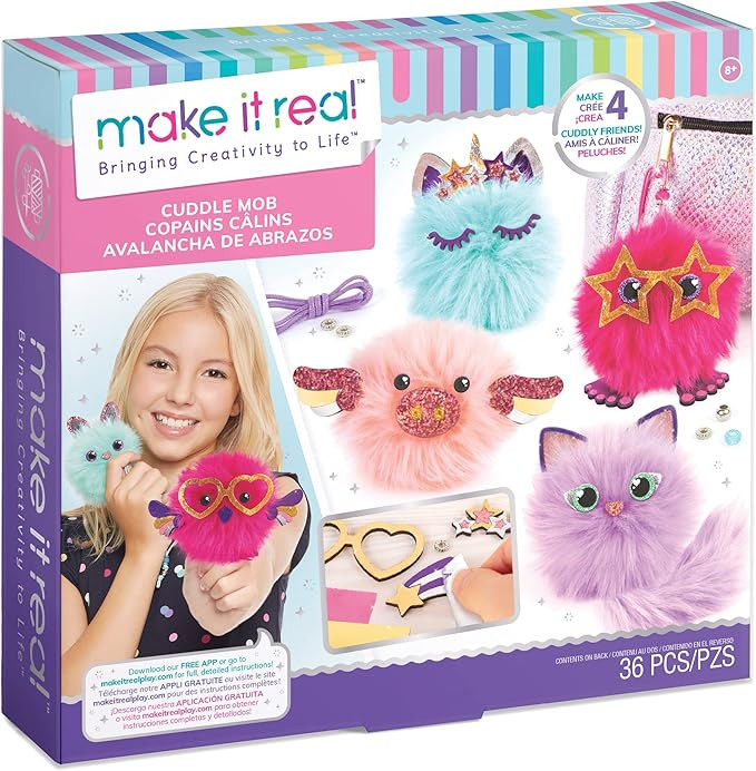 Make It Real - CuddleMob. DIY Pom Pom Characters Arts and Crafts Kit for Girls. Create Unique Plu... | Amazon (US)