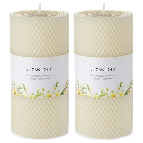 Pure Beeswax Pillar Candles, 3x6 Inch White Honeycomb Bees Wax Pillar Candle Hand Rolled, 30 Hours Long Burning, Unscented and Dripless for Home Decor, Christmas, Weddings | Amazon (US)