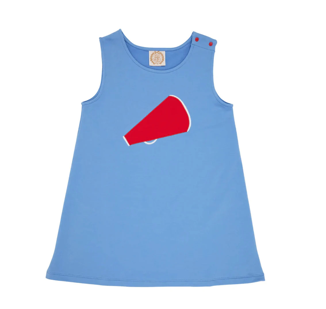 clementine jumper in Barbados blue with megaphone appliqué | Ellifox