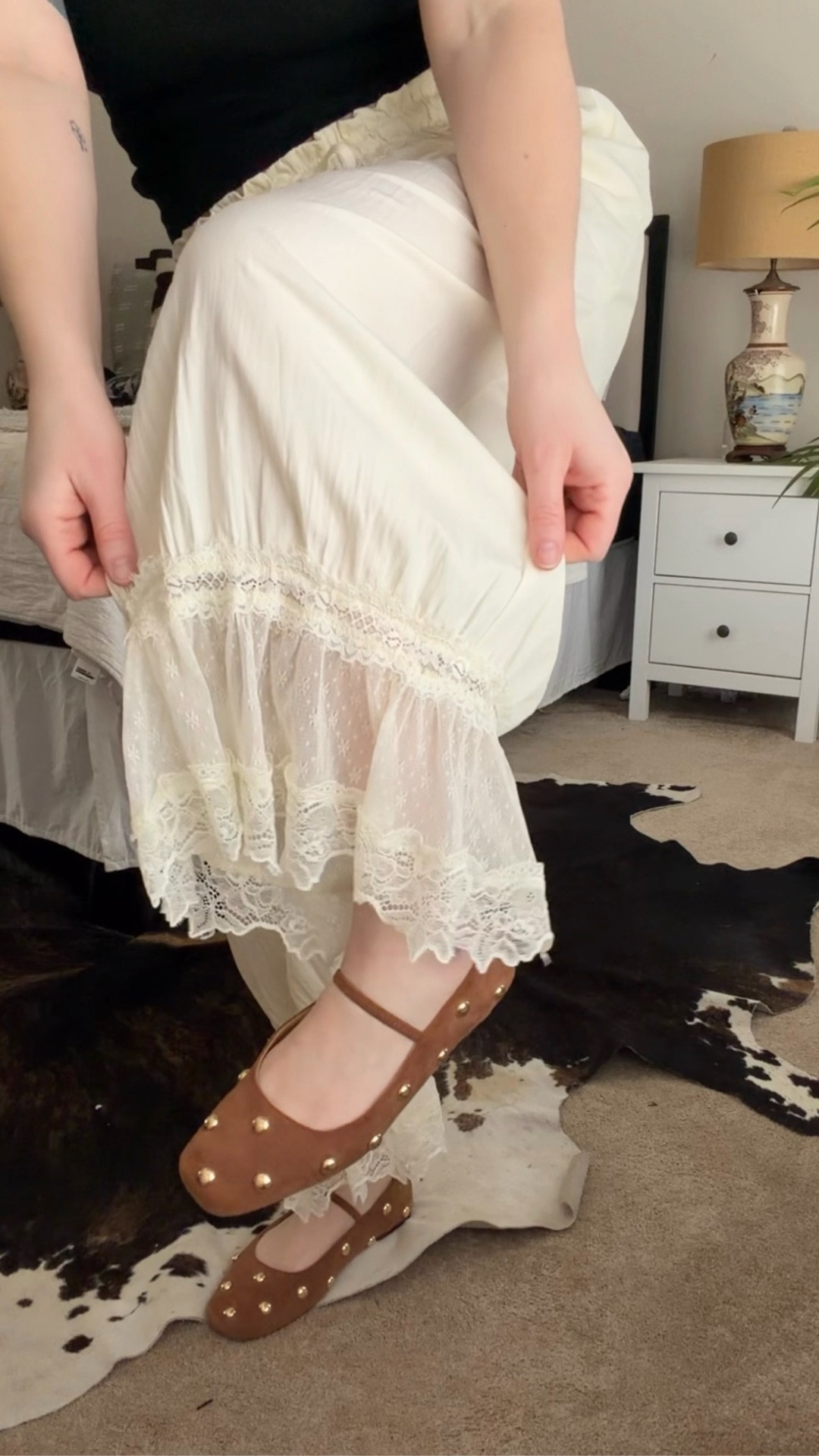 Bloomer pants and I think I love them?! This one is a trend I held off from for awhile but we’ve been getting teased with some 80 degree weather the past couple weeks and I feel like these pants are so good for spring and summer!! 

The lace trim at the bottom is a beautiful detail that will just immediately level up any outfit. This is the apricot color but it comes in so many other fun colors that would pair perfectly with some cute graphic tees. 

They almost have a windbreaker type material but aren’t as dramatic and has really great flow. They are a tad see through (you can see the lining of the pockets) but I’m wearing nude colored panties and you can’t see a thing.

The elastic waistband is SUPER stretchy. They are longer on me than in the product photo. I am short though at 5’3” and this is wear a medium lands on me.

You could size down if your smaller in the hips and waist, otherwise if you like the fit on me, stick with your true to size.

I wore these as a casual fit while running all the mom errands during the day but these could be dressed out for a fun date night or even a festival outfit

#LTKReview #LTKProductSpotlight 

#LTKootd #LTKFestival #LTKgrwm