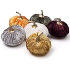 Ogrmar Set of 6 Pack Handmade Velvet Pumpkins Decor,Super Soft Stuffed Pumpkin with Exquisite Cra... | Amazon (US)