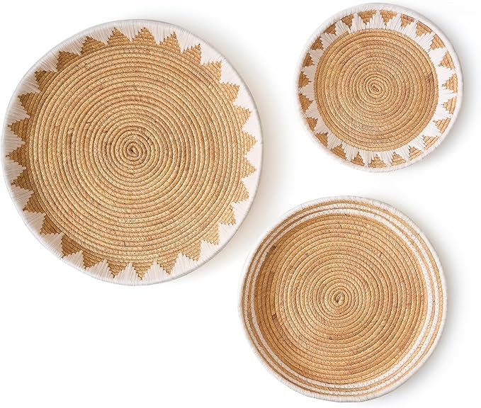 CHI AN HOME 22", 19", 15" Extra Large Hanging Woven Wall Baskets, Water Hyacinth Hanging Wicker B... | Amazon (US)