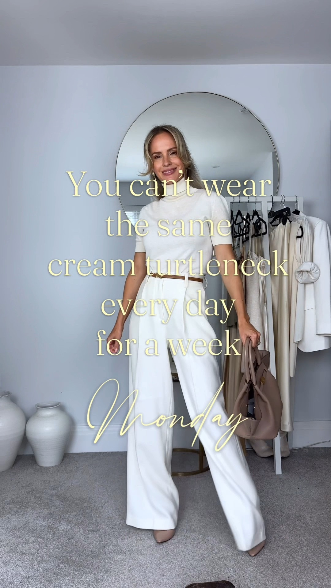 You can’t wear the same cream turtleneck every day for a week…

If you spill on it straight away on Monday. But otherwise it’s no problem at all! 

Do you prefer Monday, Tuesday, Wednesday, Thursday, or Friday? 

This is one of the most versatile items I own. I have worn this more times than I can remember. I would go as far to say that it’s one of my core 10 pieces I use the most. 

Say turtleneck for the info 🤍

#tessmontgomery

#LTKautumn #LTKworkwear #LTKstyletip