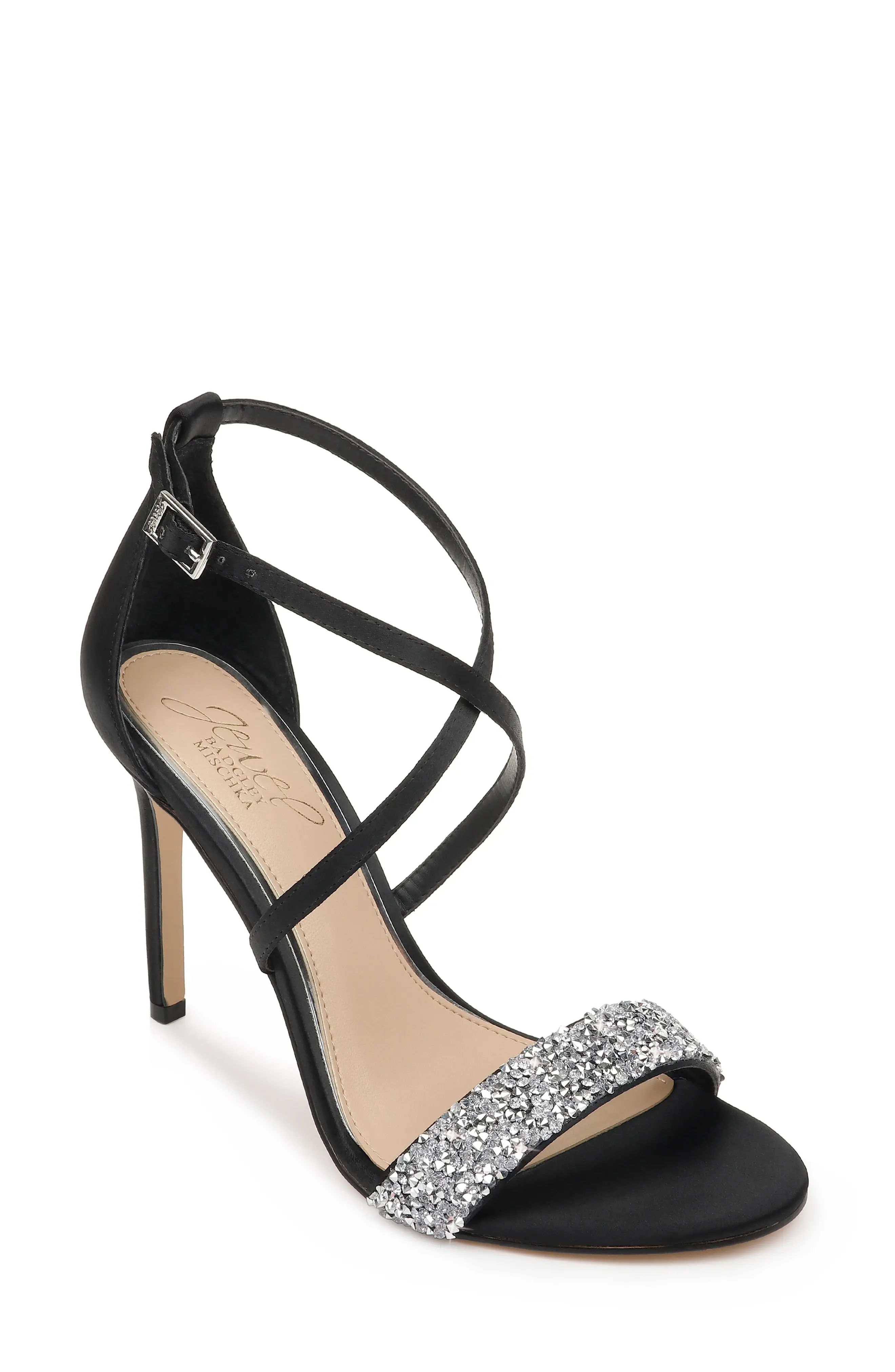 Women's Jewel Badgley Mischka Nanna Embellished Sandal, Size 10 M - Black | Nordstrom