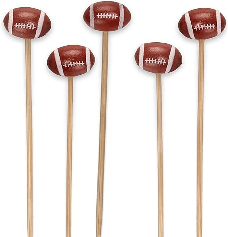 BambooMN 3.9" Decorative Sports Ball End Bamboo Cocktail Fruit Sandwich Picks Skewers for Catered... | Amazon (US)