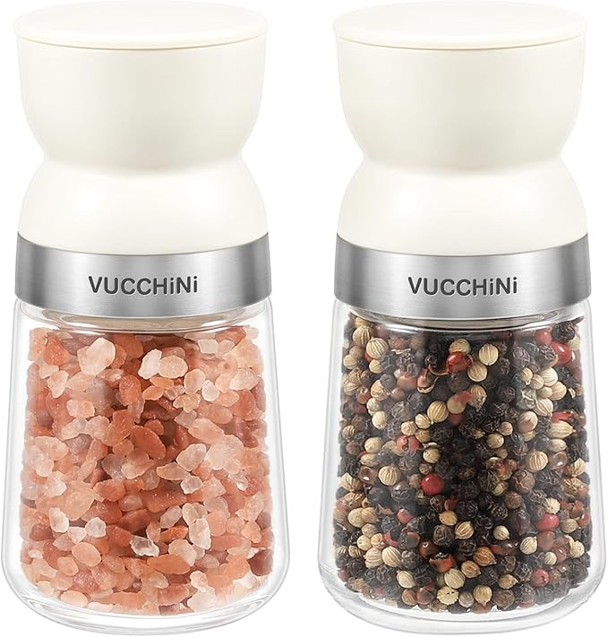 Vucchini Salt and Pepper Grinder Set with Adjustable Coarseness Ceramic Pepper Mill Manual Effort... | Amazon (US)