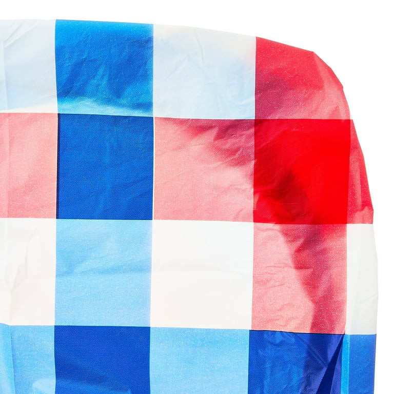 Patriotic 29" x 72" Red and Blue Plaid Disposable Plastic Stay Put Table Cover, by Way To Celebra... | Walmart (US)