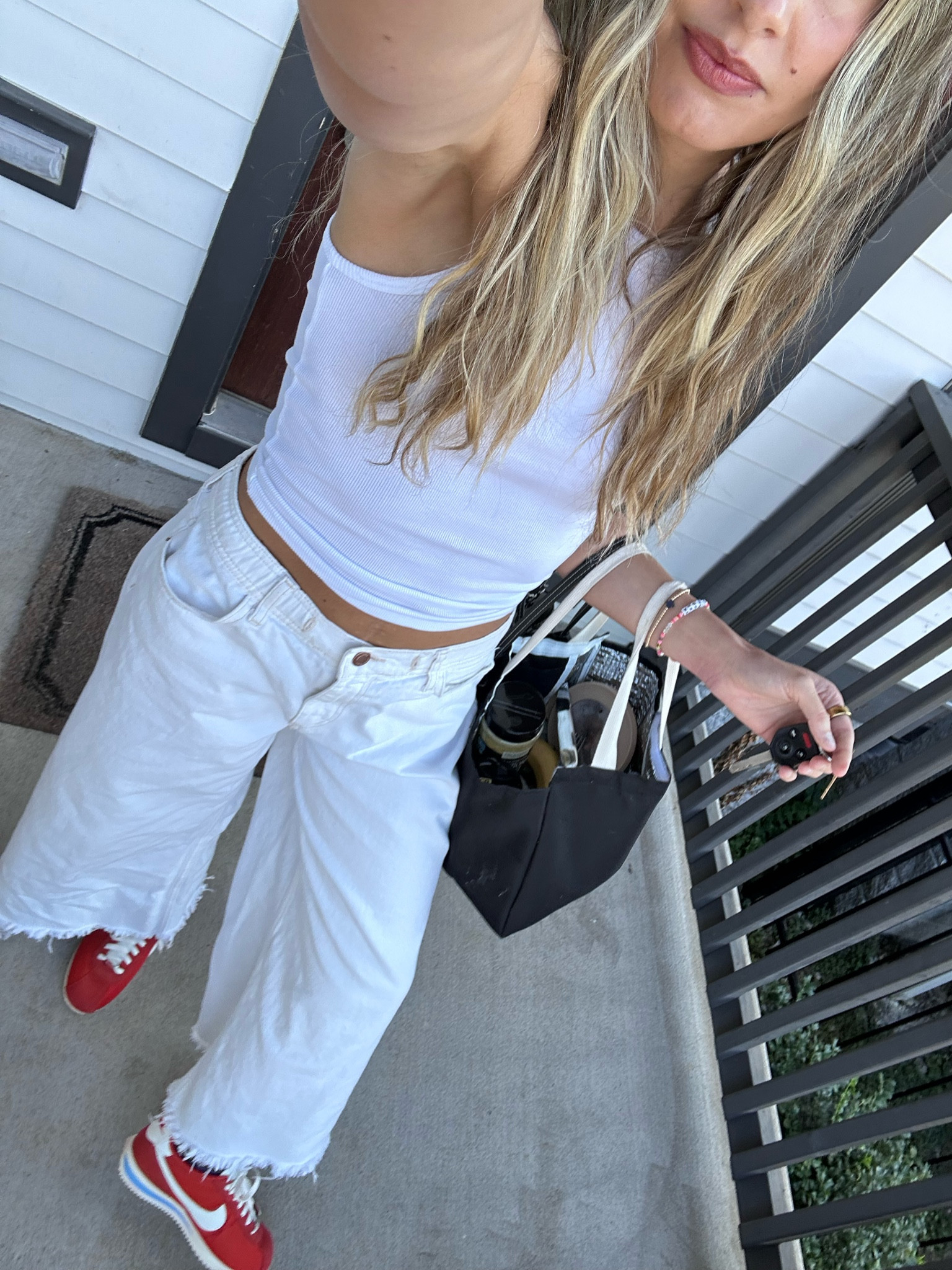 White fit with the sneaks. Jeans are zara. 