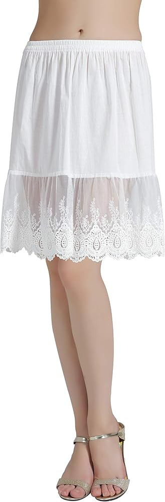BEAUTELICATE Skirt Extender with Lace Trim Vintage Underskirt 100% Cotton Half Slip | Amazon (US)