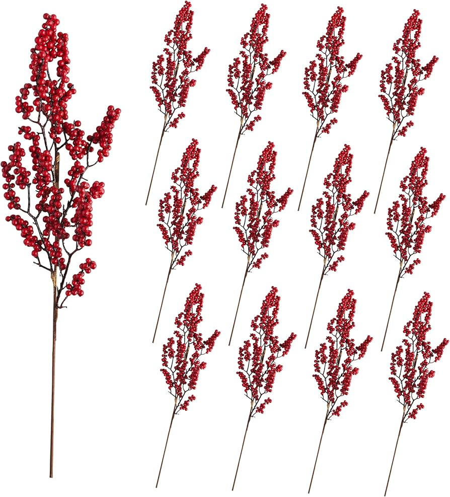 Balsam Hill Berry Picks - Premium Red Christmas Tree Picks with Glitter Accents for Holiday Decor... | Amazon (US)