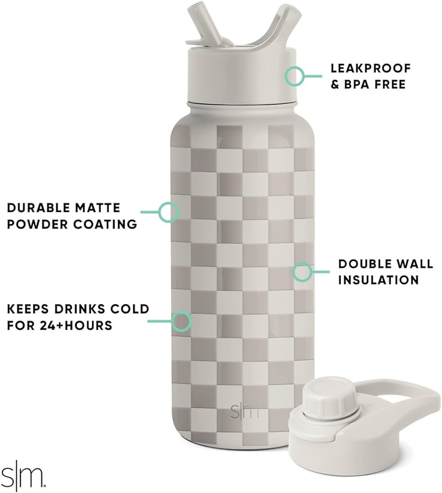 Simple Modern Water Bottle with Straw and Chug Lid Vacuum Insulated Stainless Steel Metal Thermos... | Amazon (US)