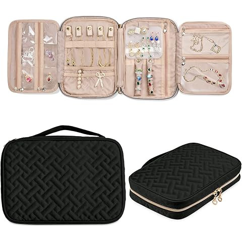 NISHEL Travel Jewelry Case, Holiday Organizer for Necklaces, Earrings, Rings, Bracelets, Watch, B... | Amazon (US)