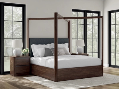 Kendamor King Canopy Bed, Dark Brown | Ashley