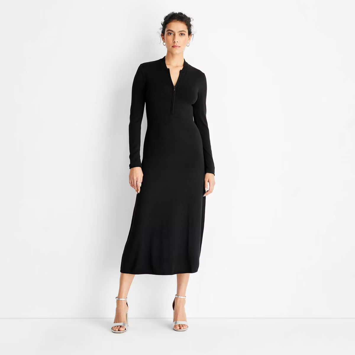 Women's Long Sleeve Sweater Maxi Dress - Future Collective Black | Target