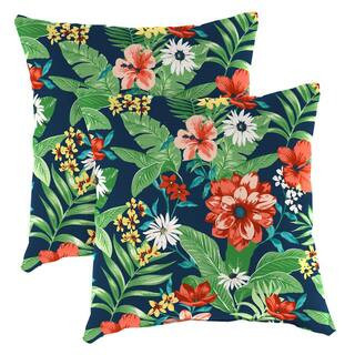 18 in. L x 18 in. W x 4 in. T Square Outdoor Throw Pillow in Natalia Alpine (2-Pack) | The Home Depot