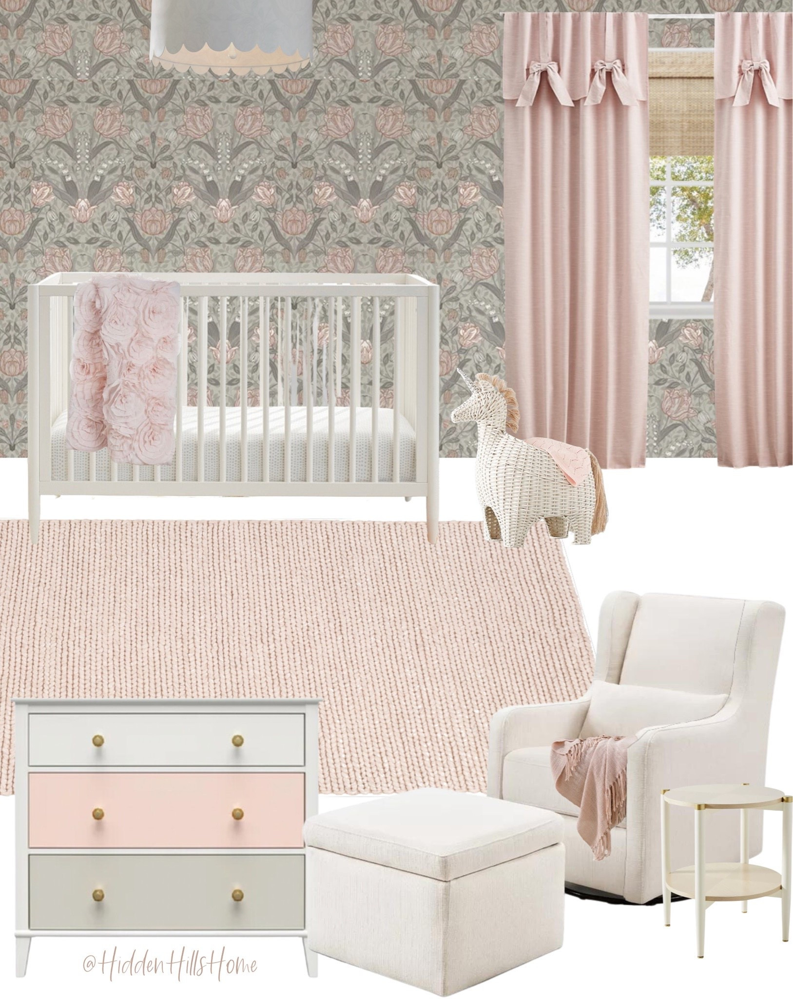 Nursery, nursery decor, baby girls room, crib, glider, nursery wallpaper ideas, cute Nursery mood board #nursery

#LTKHome #LTKSaleAlert #LTKBaby