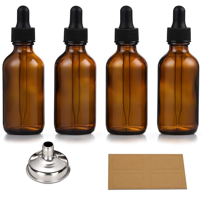 AOZITA Set of 4, 30ml Thick Dark Amber Glass Tincture Bottles - Leakproof Essential Oils Bottle f... | Amazon (US)